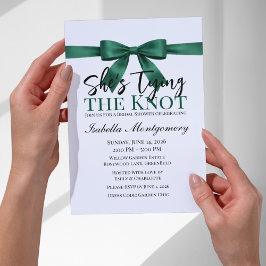 Invitación She’s Tying the Knot Theme Emerald Green Bow