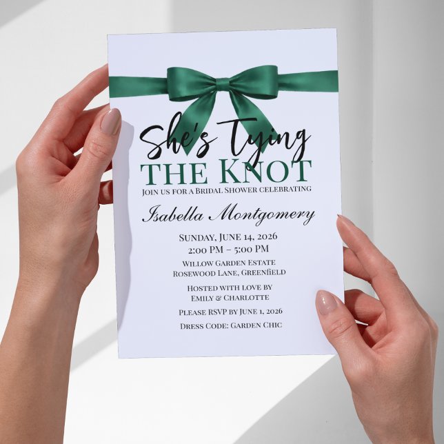 Invitación She’s Tying the Knot Theme Emerald Green Bow (She’s Tying the Knot Theme Emerald Green Bow Invitation
)