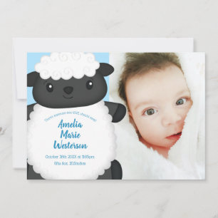 Invitación Sheep Baby Shower Blue