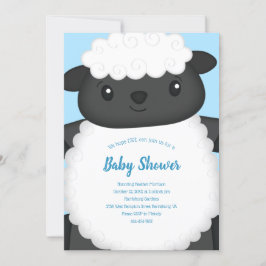 Invitación Sheep Baby Shower Farm Blue Boy