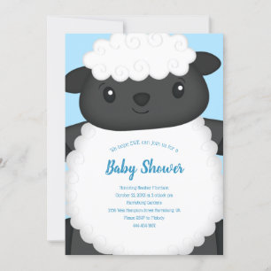 Invitación Sheep Baby Shower Farm Blue Boy