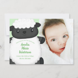 Invitación Sheep Baby Shower Green