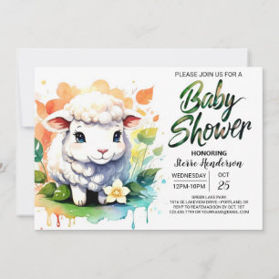 Invitación Sheepish Wonder Lamb Chica Baby Shower