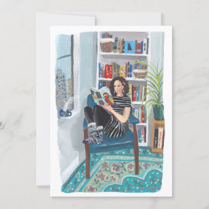 Invitación Shelfie Selfie (Jeny leyendo en casa)