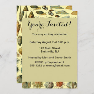 Invitación Shell de conchas marinas Mollusk Clam Elegante Art