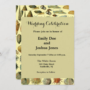 Invitación Shell de conchas marinas Mollusk Clam Elegante Art