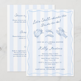 Invitación Shell-ebrate Hand-Drawn Crustacean Bridal Shower