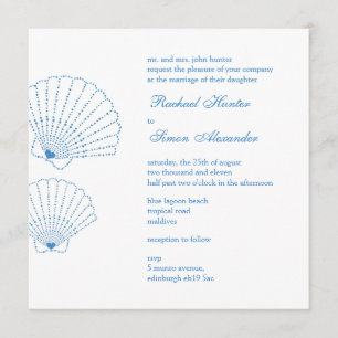 Invitación Shell Love Heart Beach Wedding