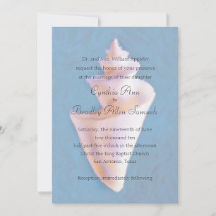Invitación Shell marítima en Boda azul