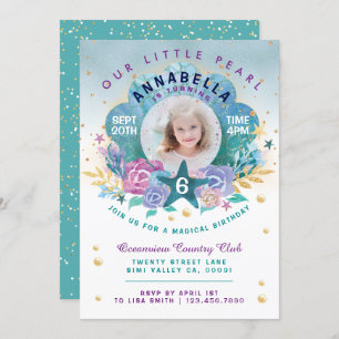 Invitación Shell Peal Under the Sea Photo Birthday Invitation