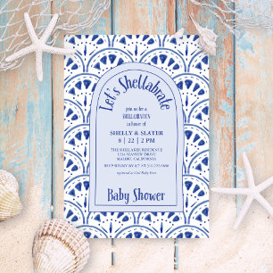 Invitación Shellabrate Scallop Sea Shells Beach Baby Shower