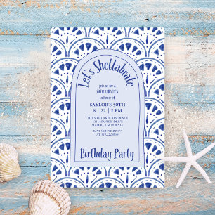 Invitación Shellabrate Scallop Sea Shells Beach Cumpleaños