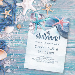 Invitación Shellabration   Baby Shower Beach Sea Shells