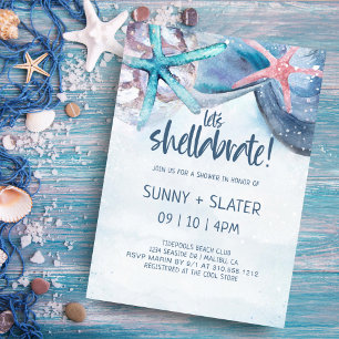 Invitación Shellabration   Beach Seashells Wedding Shower
