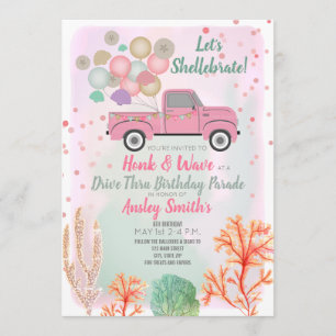 Invitación Shellebrate Under the Sea Drive Thru Cumpleaños