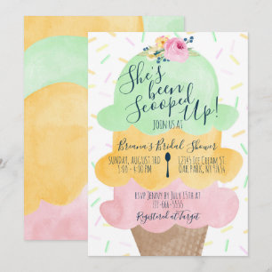 Invitación Sherbet Scoopup Ice Cream Bridal Shower