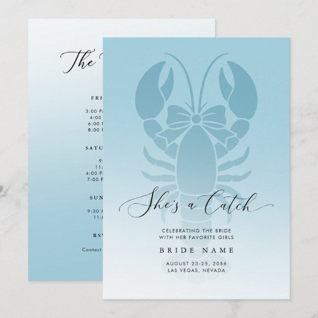 Invitación She's a Catch Coastal Lobster Bachelorette Weekend (Anverso / Reverso)