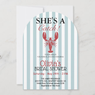 Invitación She's a Catch Coastal Lobster Bridal Shower