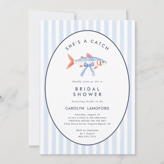 Invitación She's a Catch Fishermans Aesthetic Bridal Shower  (Anverso)