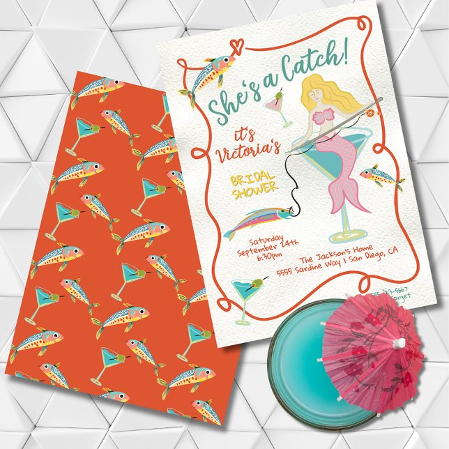 Invitación She's a catch Mermaid Bridal Sardine Bridal Shower (Subido por el creador)