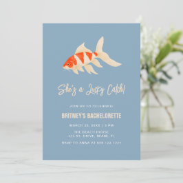 Invitación She's A Lucky Catch Koi Fish Blue Bachelorette