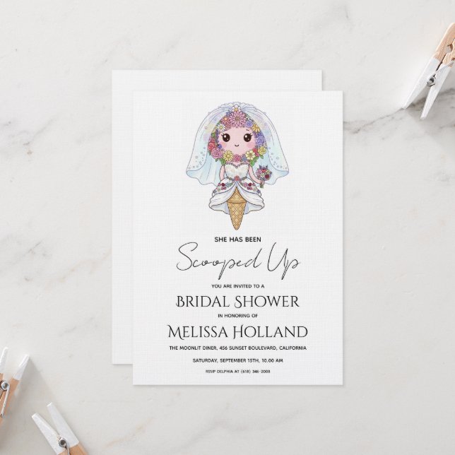 Invitación She's Been Scooped Up Ice Cream Bridal Shower (Anverso/Reverso In Situ)
