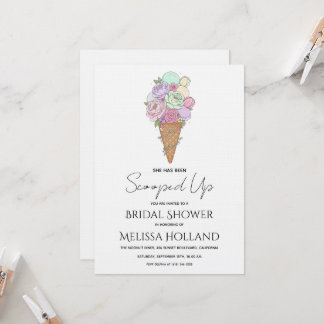Invitación She's Been Scooped Up Ice Cream Bridal Shower