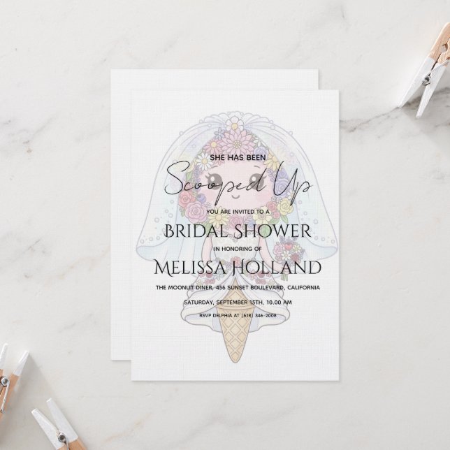 Invitación She's Been Scooped Up Ice Cream Bridal Shower (Anverso/Reverso In Situ)