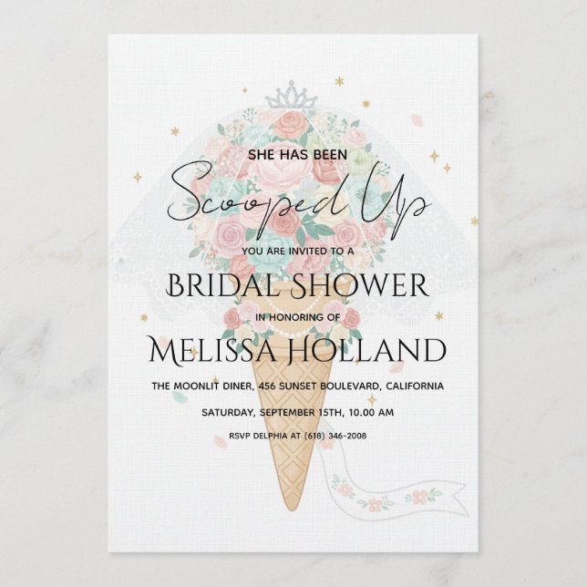 Invitación She's Been Scooped Up Ice Cream Bridal Shower (Anverso)