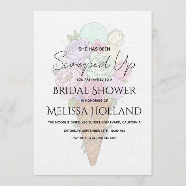 Invitación She's Been Scooped Up Ice Cream Bridal Shower (Anverso)