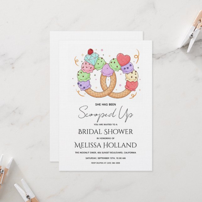 Invitación She's Been Scooped Up Ice Cream Bridal Shower (Anverso/Reverso In Situ)
