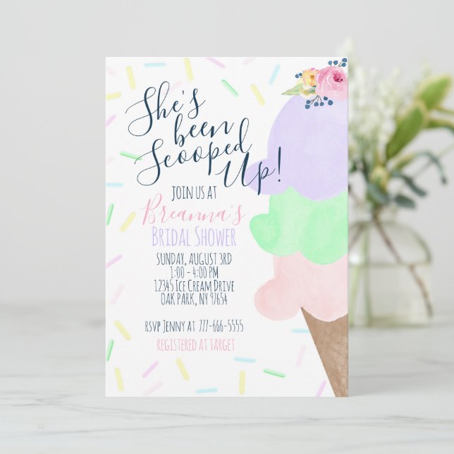 Invitación She's Been Scooped Up Ice Cream Bridal Shower (Anverso de pie)