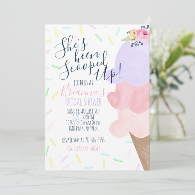 Invitación She's Been Scooped Up Ice Cream Bridal Shower (Anverso de pie)