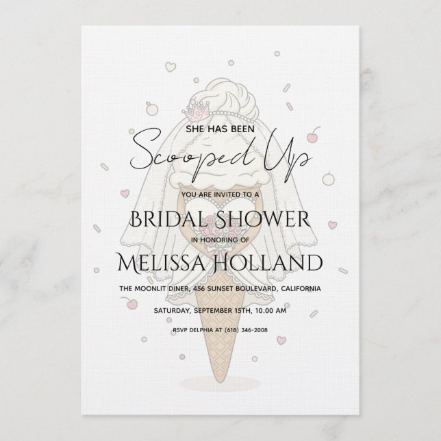 Invitación She's Been Scooped Up Ice Cream Bridal Shower (Anverso)