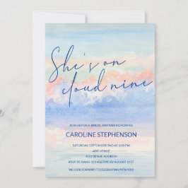 Invitación Shes En Nueve Pastel De Agua Nube Ducha De Novias