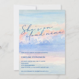 Invitación Shes En Nueve Pastel De Agua Nube Ducha De Novias