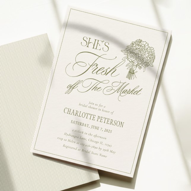 Invitación She's Fresh Off the Market Bridal Shower (Subido por el creador)