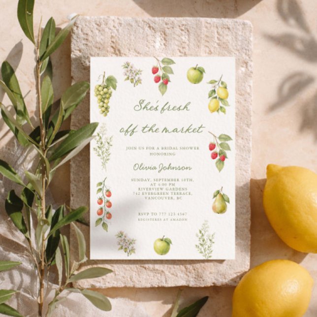 Invitación She's Fresh Off The Market Bridal Shower  (Subido por el creador)