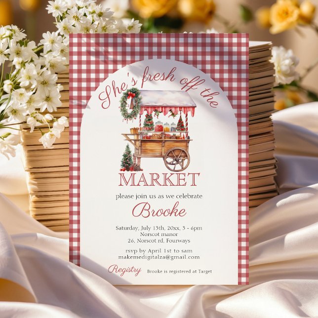 Invitación She's fresh off the market christmas Bridal Shower (Subido por el creador)