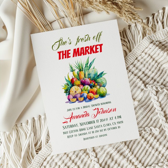 Invitación She's Fresh Off the Market Farmhouse Bridal Shower (Subido por el creador)