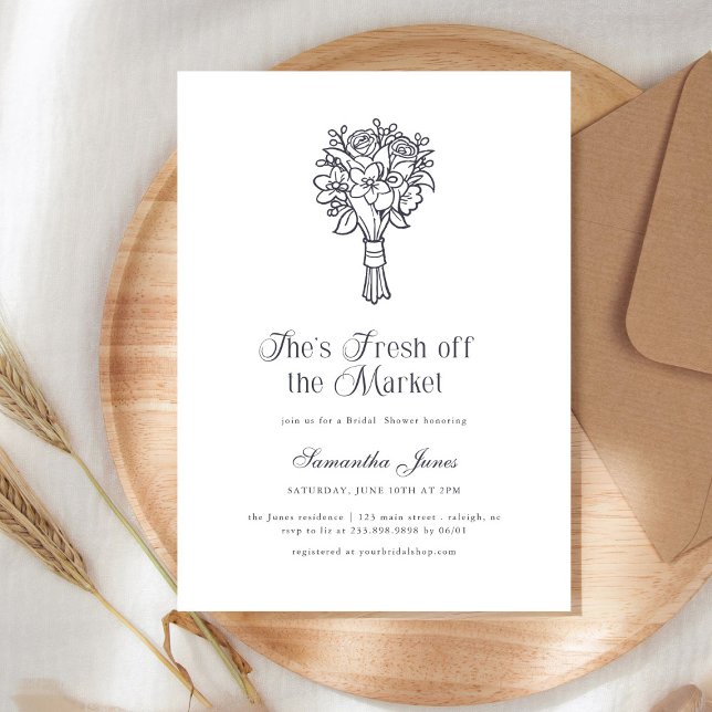 Invitación She's Fresh Off The Market Floral Bridal Shower (Subido por el creador)