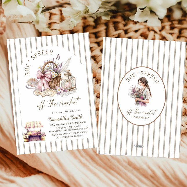 Invitación She's Fresh Off the Market Floral Bridal Shower (Subido por el creador)