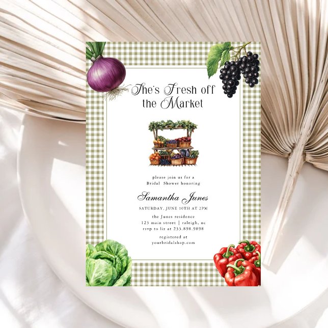 Invitación She's Fresh Off The Market Gingham Bridal Shower (Subido por el creador)