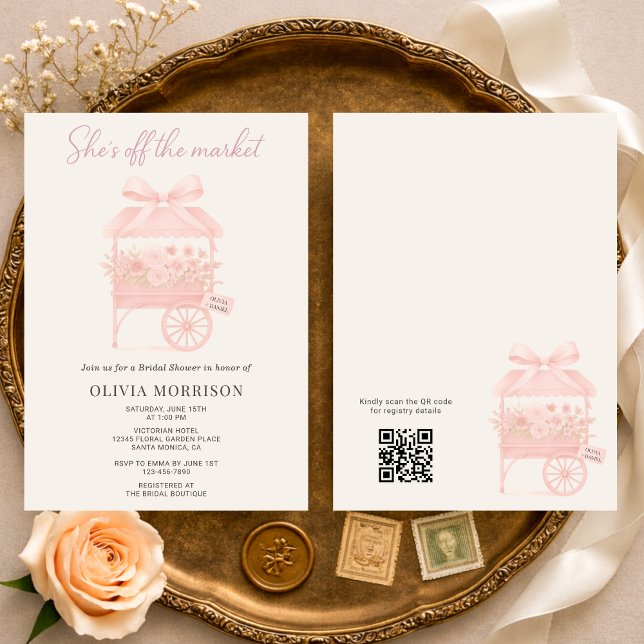 Invitación She's Off the Market Flower QR Code Bridal Shower (Subido por el creador)