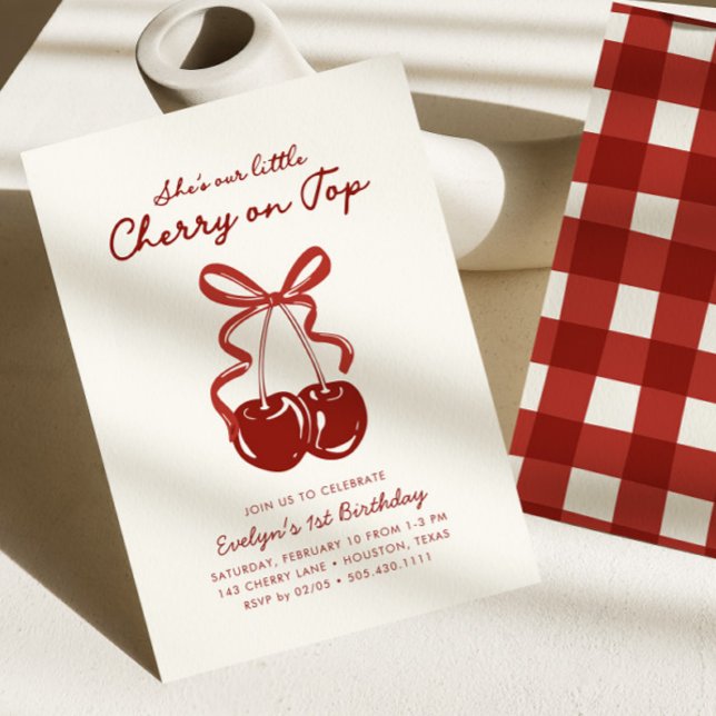 Invitación She's Our Little Cherry On Top Girls 1st Birthday (Subido por el creador)