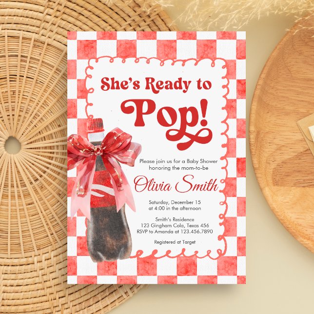 Invitación She's Ready to Pop Baby Shower (She's Ready to Pop Cola Baby Shower Invitation)