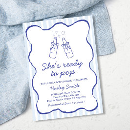 Invitación She's Ready To Pop Blue Soda Bottle Baby Shower