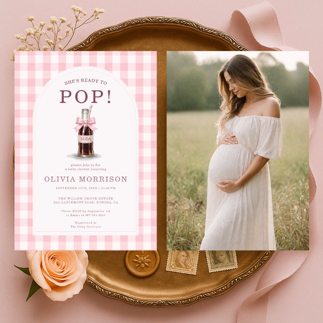 Invitación She's Ready to Pop Girl Pink Photo Baby Shower (Subido por el creador)