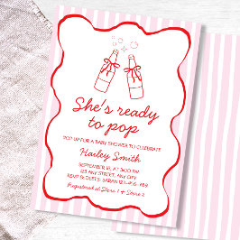 Invitación She's Ready To Pop Red Soda Bottle Baby Shower