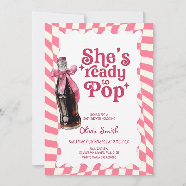 Invitación She's Ready to Pop Soda Baby Shower  (Anverso)